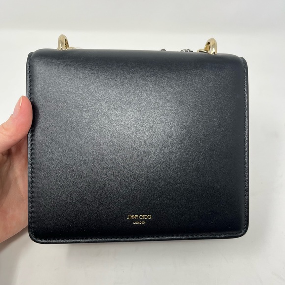 Jimmy Choo Varenne Quad XS Avenue Box Leather Bag Black Pearl Strap Mini - Picture 11 of 12